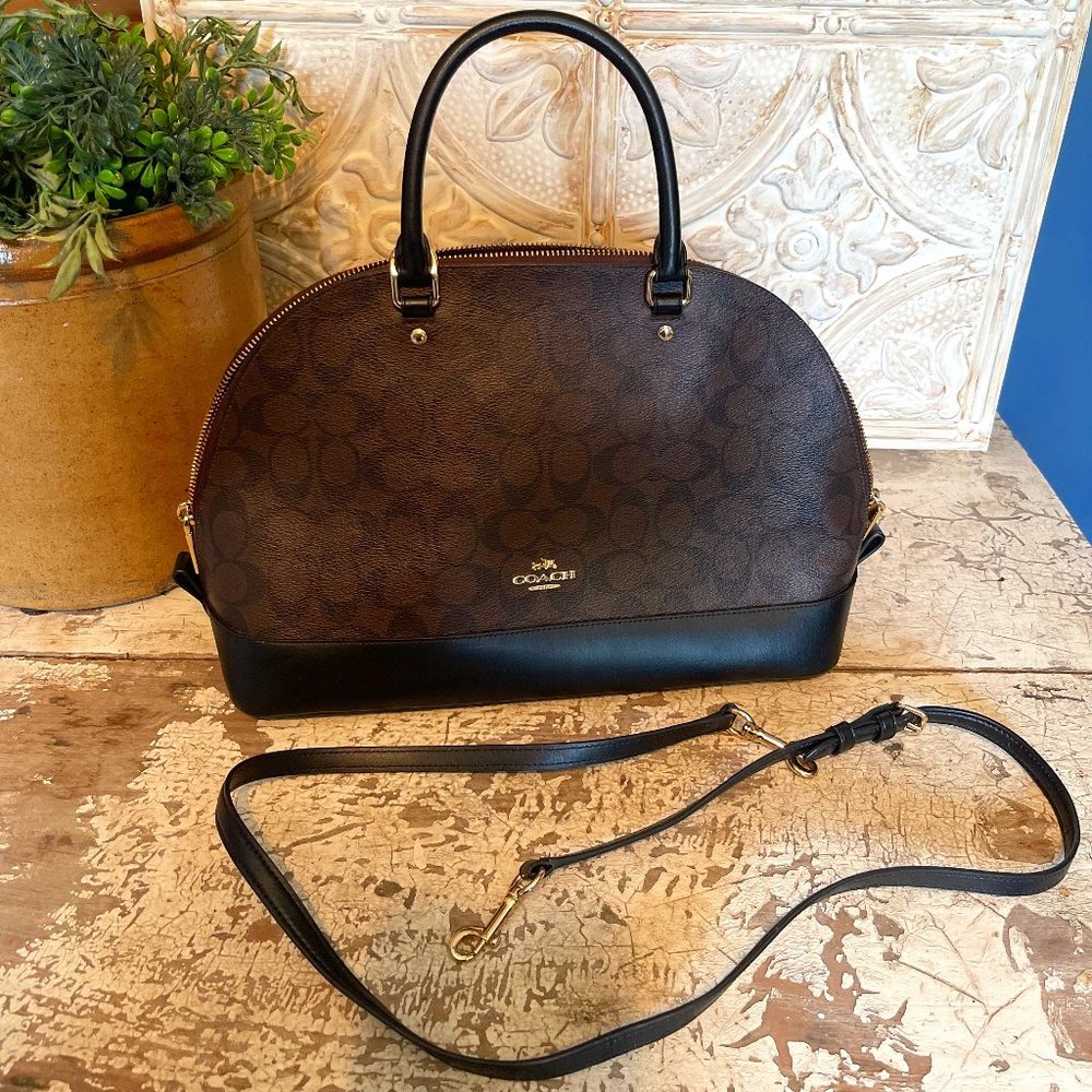 Black/Brown Coach Sierra Signature Dome Crossbody Handbag